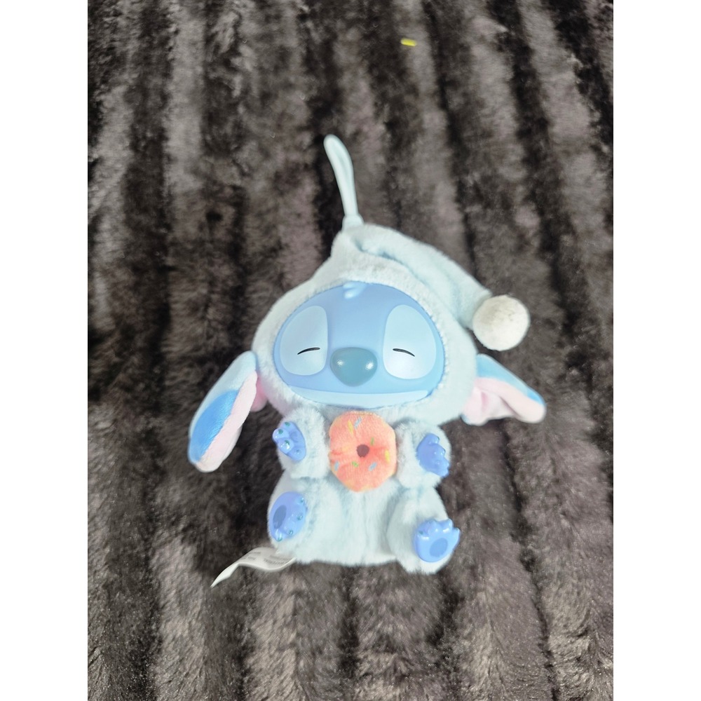 Disney Miniso Stitch Plush Keychain Sleepy Pajamas Donut Bag Charm Blue